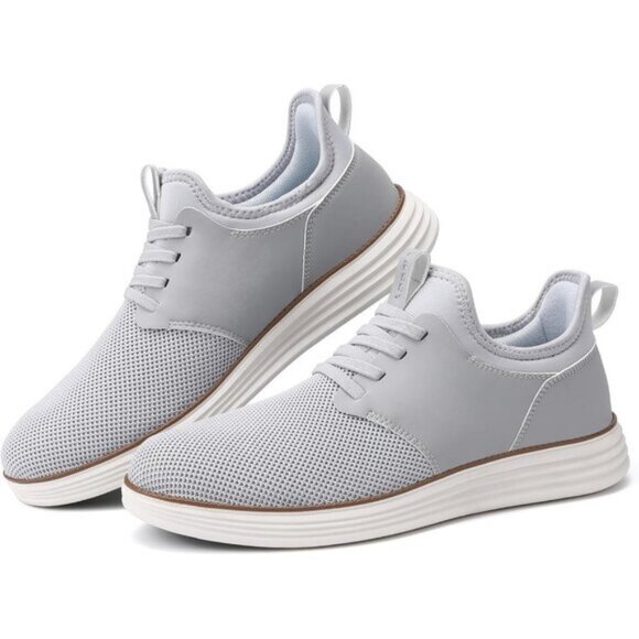 ⚡VILOCY Men's Light Grey Fashion Dress Oxfords Business Mesh Breathable Sneakers - Picture 8 of 9